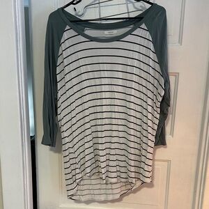 Maurices Teal and White Striped Raglan Sleeve Top